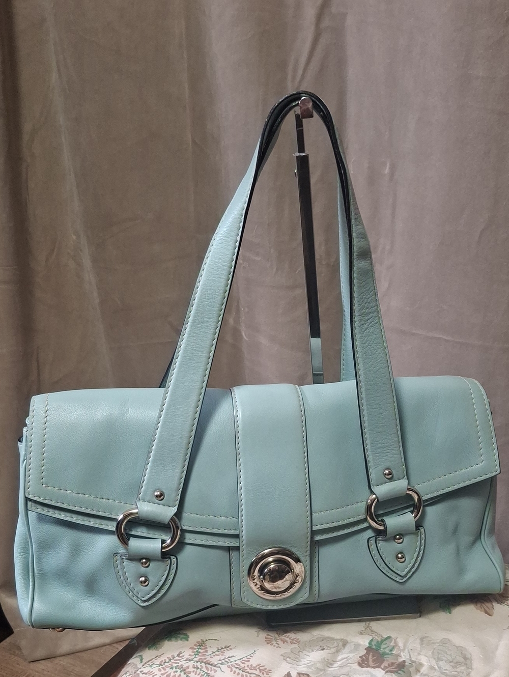 Vtg. Marc Jacobs Mint Blue Leather Shoulder Bag